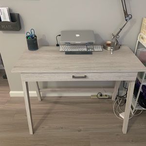 Rustic white desk! Lightly used, two scratches from a recent move. $100